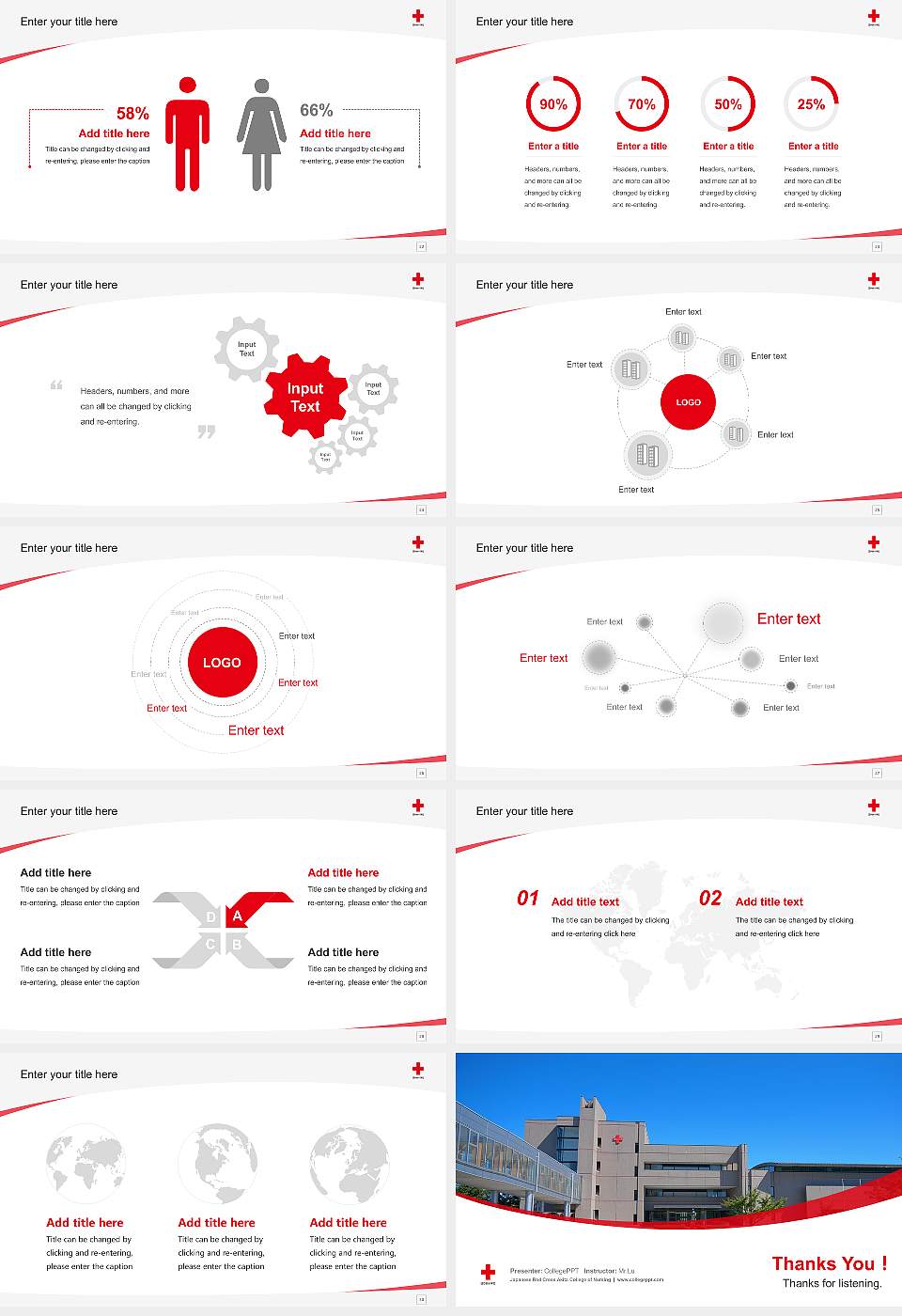 Japanese Red Cross Akita College of Nursing Course/Courseware Creation PPT Template16:9 ratio PPT effect preview image4