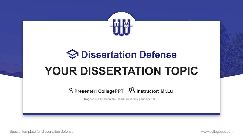 Kagoshima Immaculate Heart University Graduation Thesis Defense PPT Template16:9 ratio PPT effect preview image