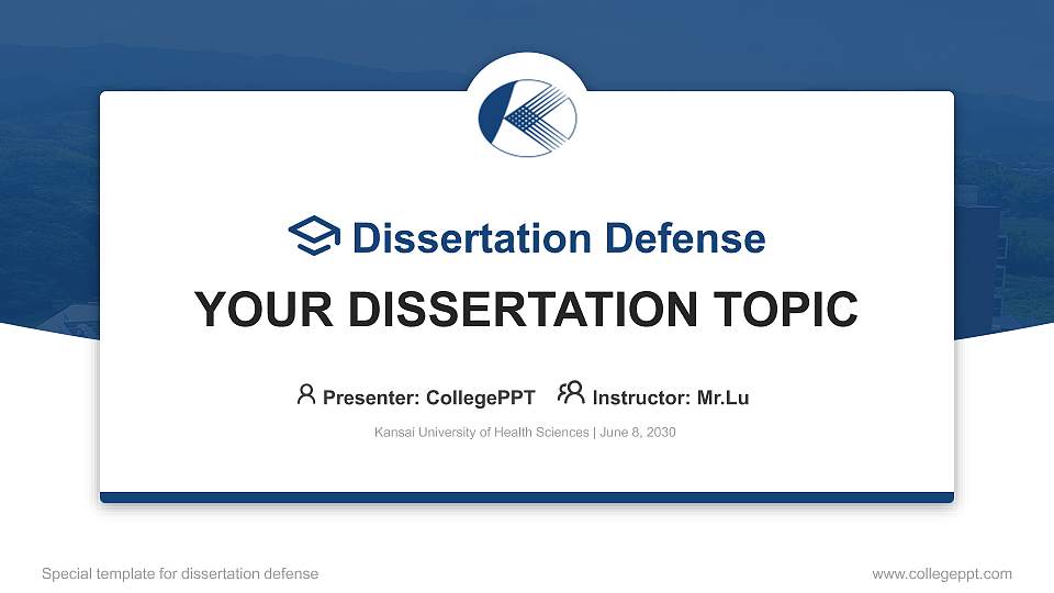 Kansai University of Health Sciences Graduation Thesis Defense PPT Template16:9 ratio PPT effect preview image