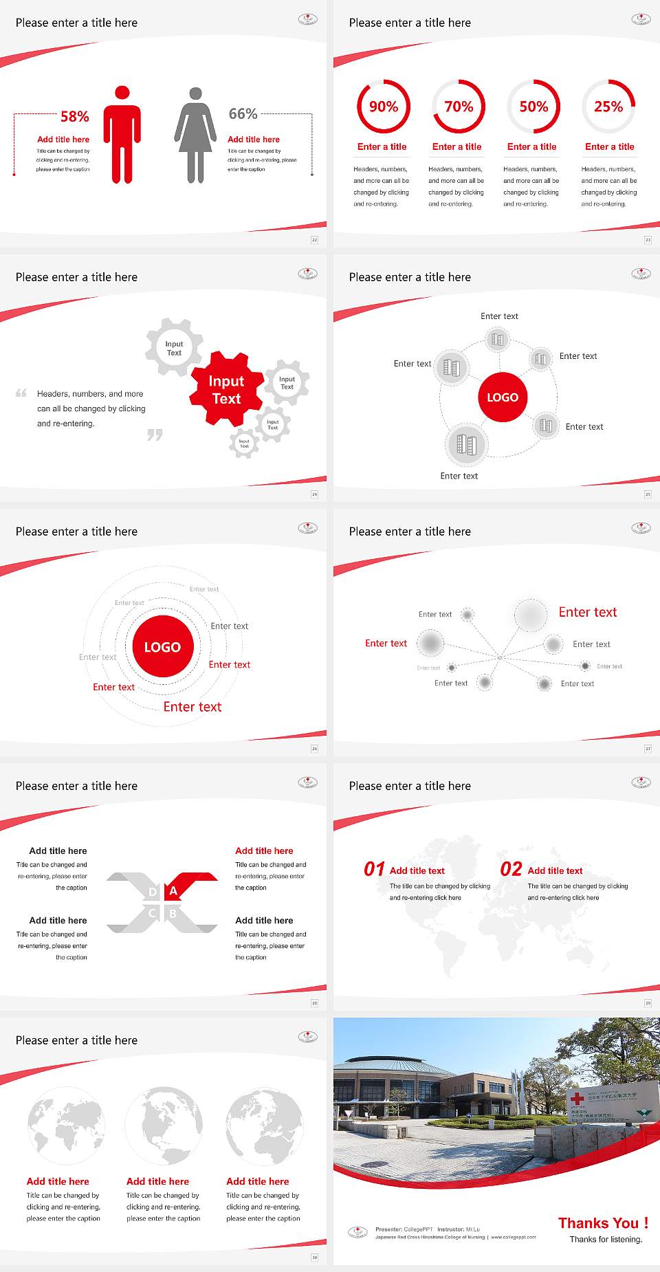 Japanese Red Cross Hiroshima College of Nursing Course/Courseware Creation PPT Template4:3 ratio PPT effect preview image4