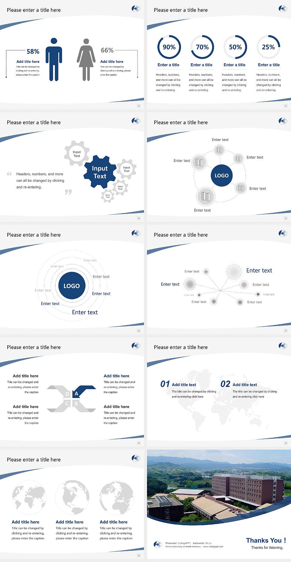 Kansai University of Health Sciences Course/Courseware Creation PPT Template4:3 ratio PPT effect preview image4
