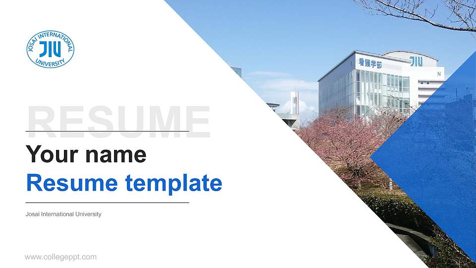 Josai International University Resume PPT Template16:9 ratio PPT effect preview image