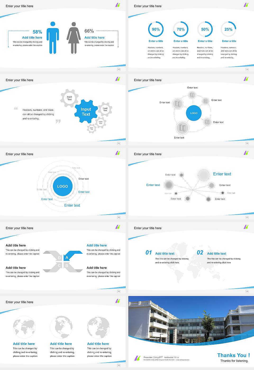 Kansai University of Nursing and Health Sciences Course/Courseware Creation PPT Template16:9 ratio PPT effect preview image4