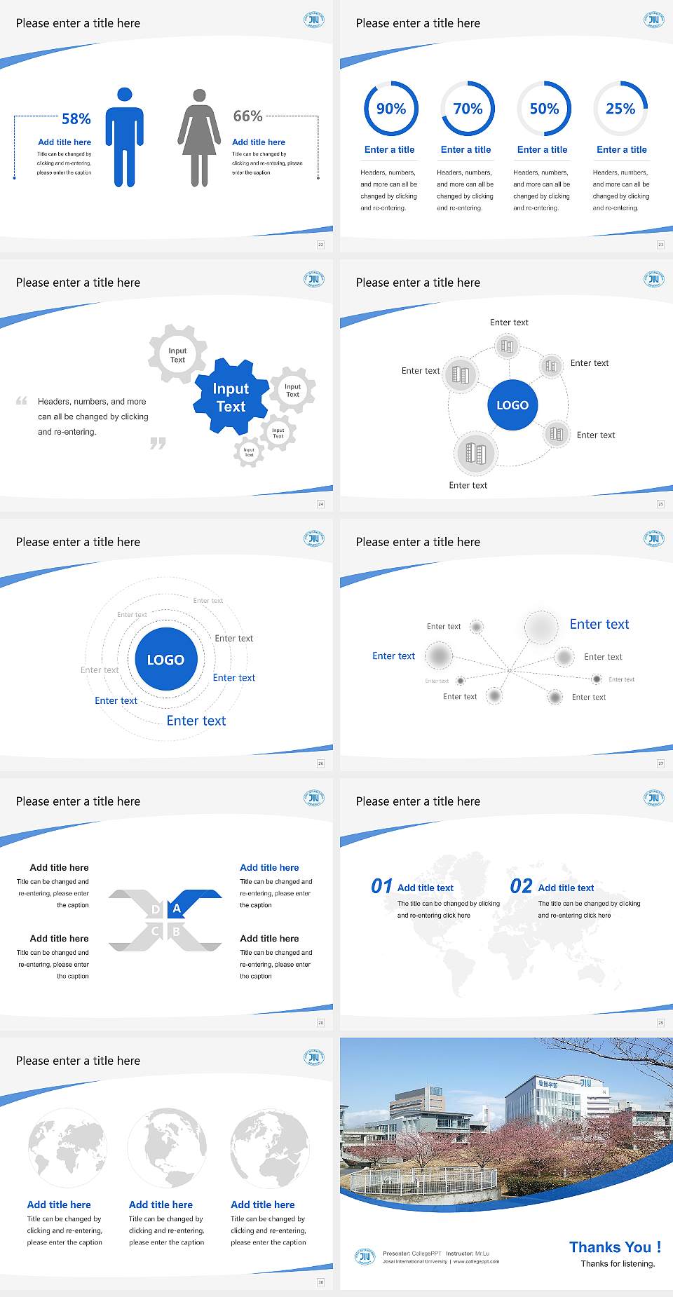 Josai International University Course/Courseware Creation PPT Template4:3 ratio PPT effect preview image4
