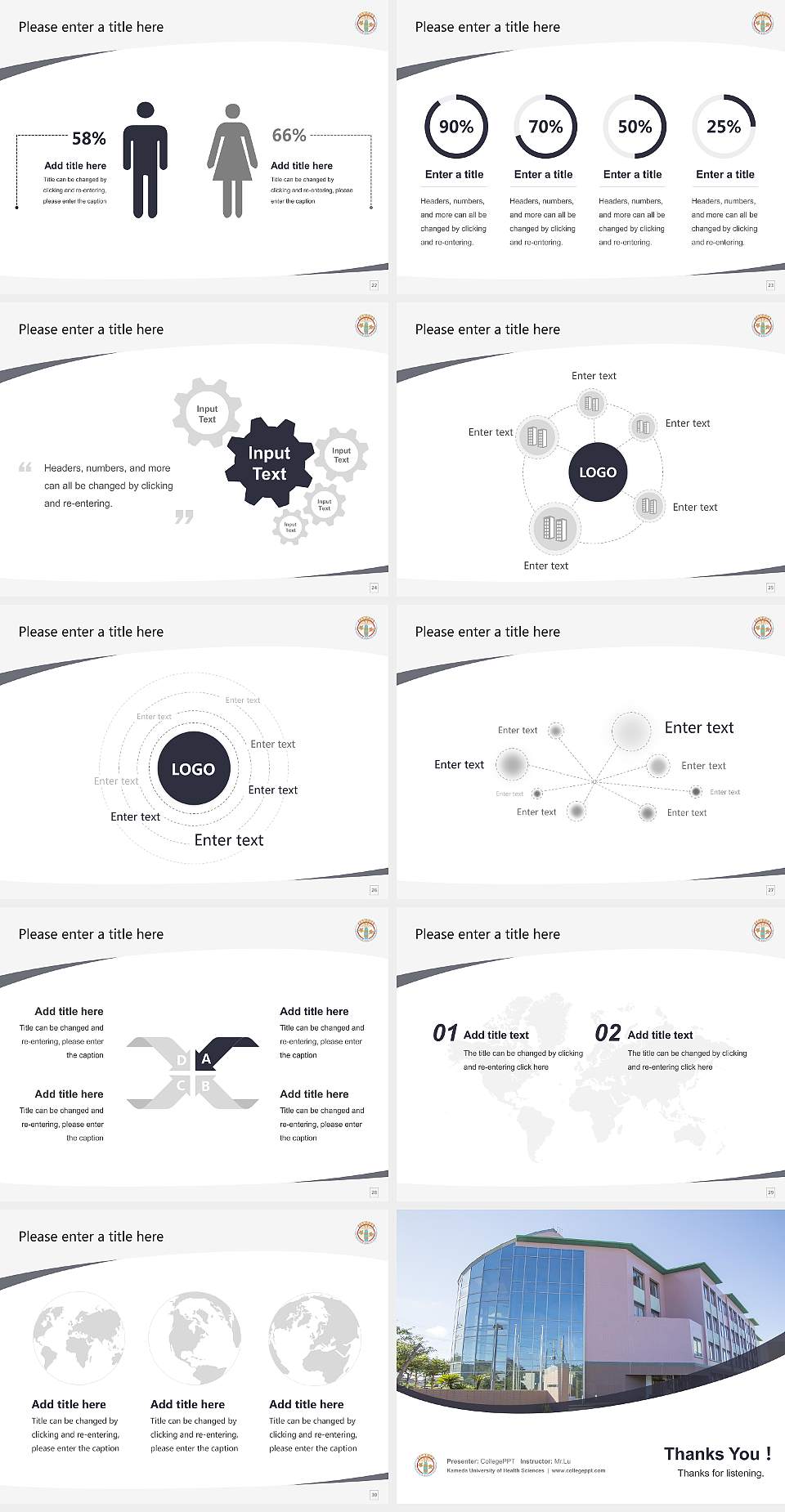 Kameda University of Health Sciences Course/Courseware Creation PPT Template4:3 ratio PPT effect preview image4