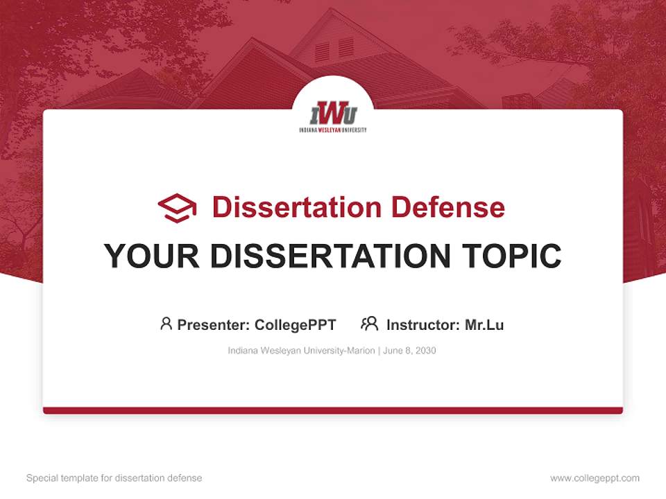 Indiana Wesleyan University-Marion Graduation Thesis Defense PPT Template4:3 ratio PPT effect preview image7