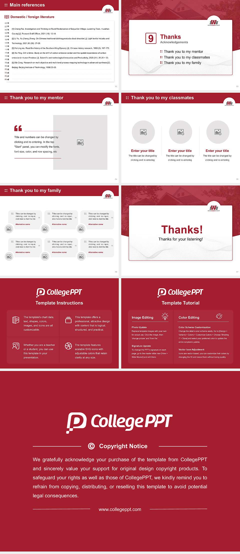 Indiana Wesleyan University-Marion Graduation Thesis Defense PPT Template4:3 ratio PPT effect preview image7