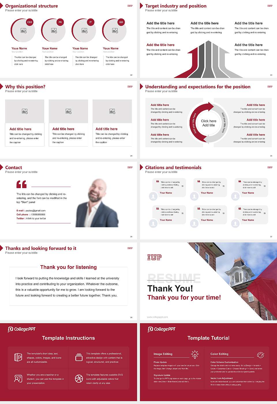 Indiana University of Pennsylvania-Main Campus Resume PPT Template16:9 ratio PPT effect preview image4