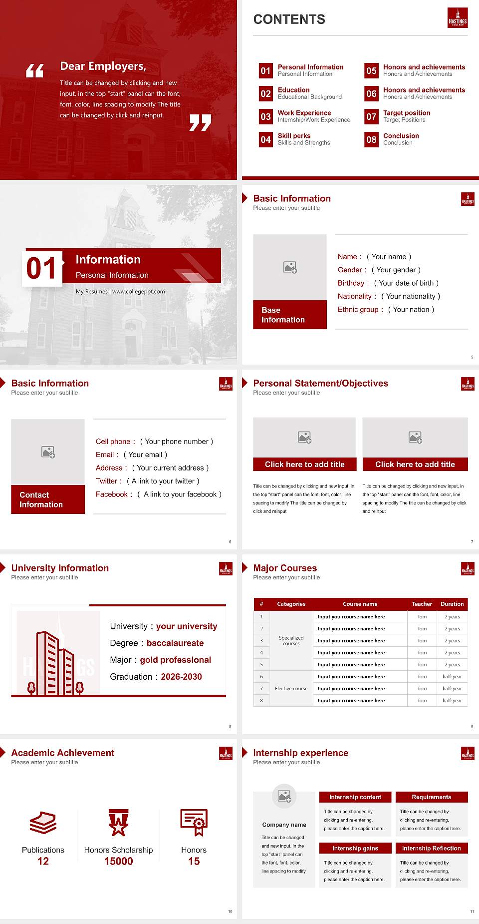 Hastings College Resume PPT Template4:3 ratio PPT effect preview image2
