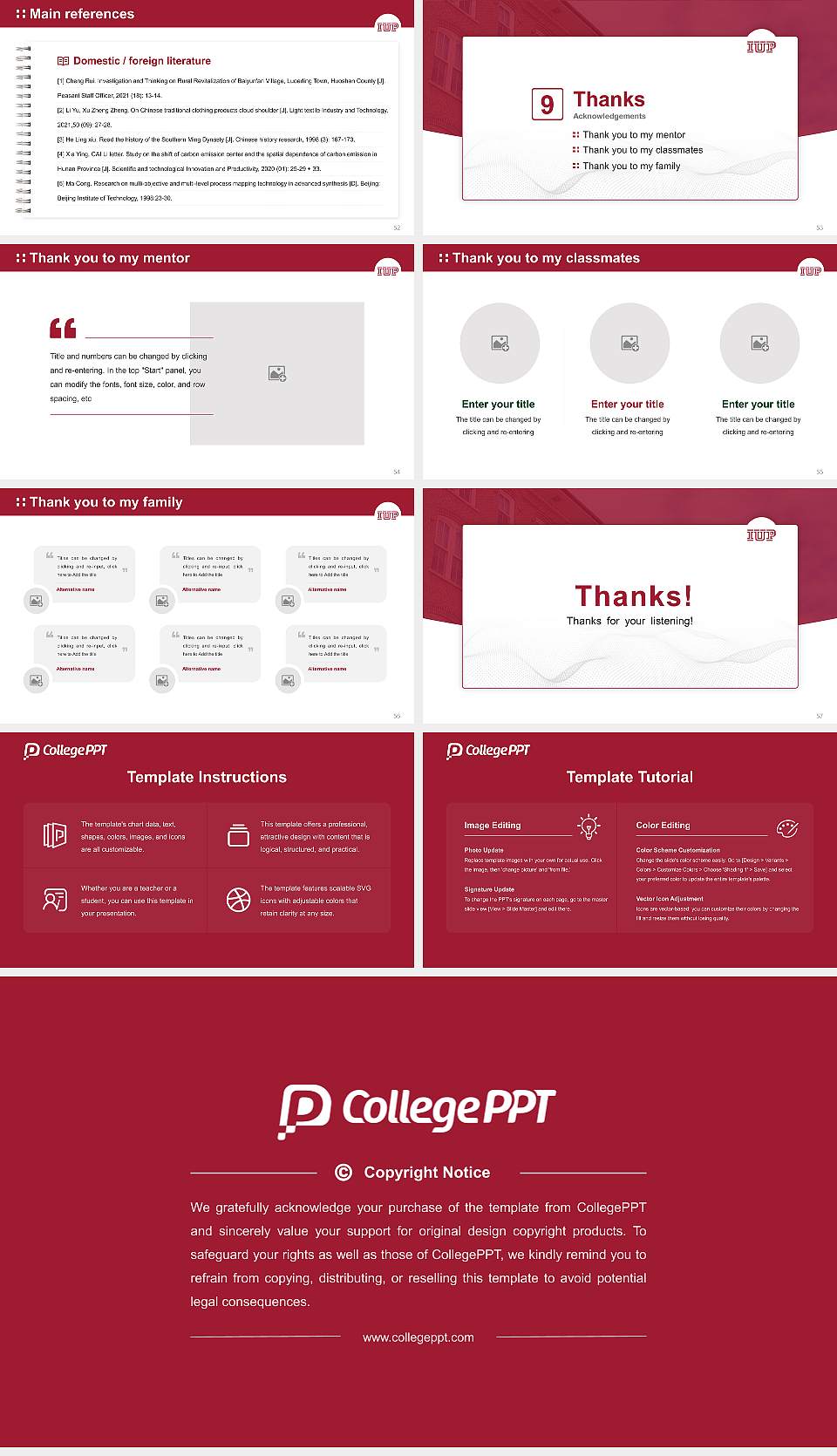 Indiana University of Pennsylvania-Main Campus Graduation Thesis Defense PPT Template16:9 ratio PPT effect preview image7