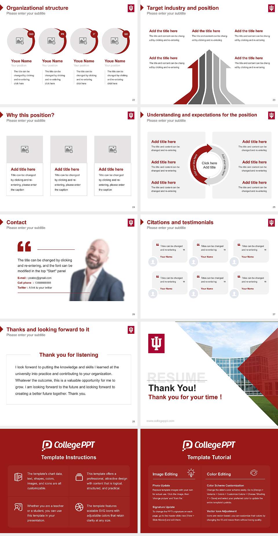 Indiana University-Kokomo Resume PPT Template4:3 ratio PPT effect preview image4