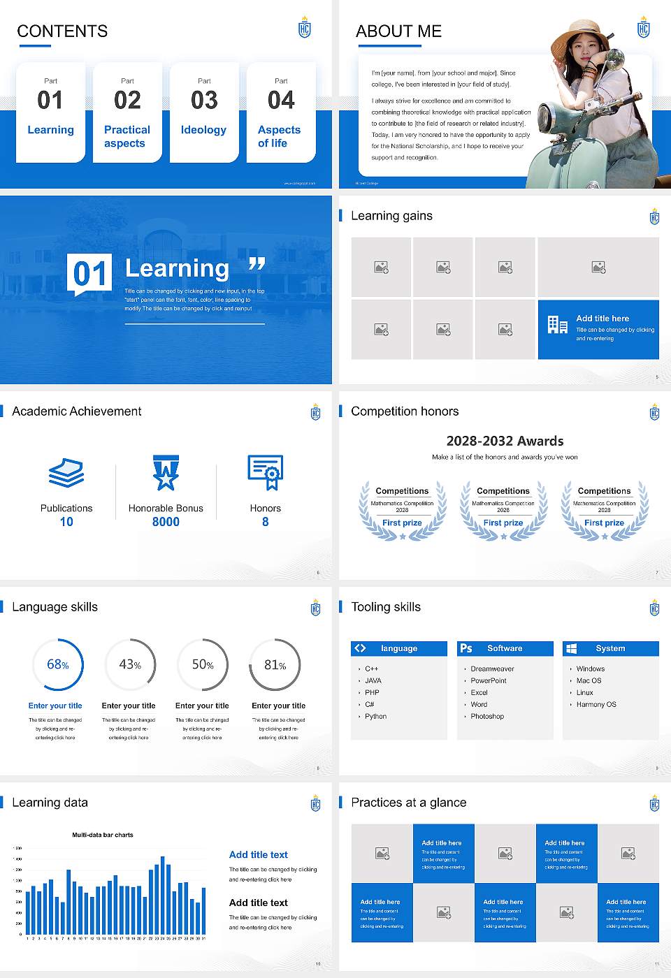 Hilbert College National Scholarship Defense PPT Template16:9 ratio PPT effect preview image2