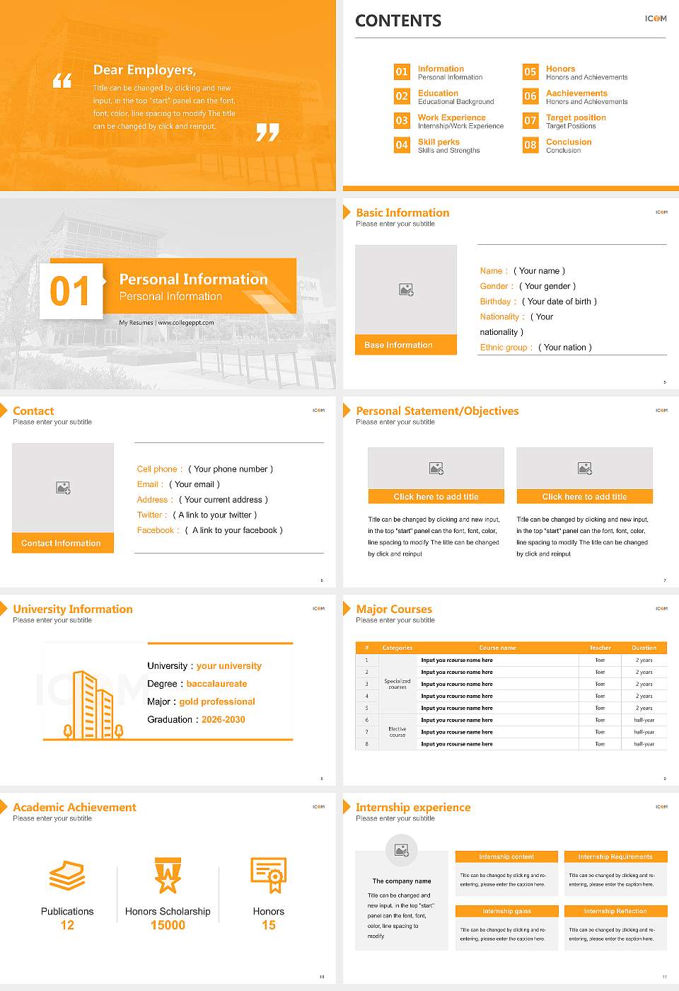 Idaho College of Osteopathic Medicine Resume PPT Template16:9 ratio PPT effect preview image2