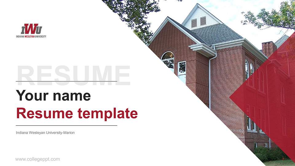 Indiana Wesleyan University-Marion Resume PPT Template16:9 ratio PPT effect preview image