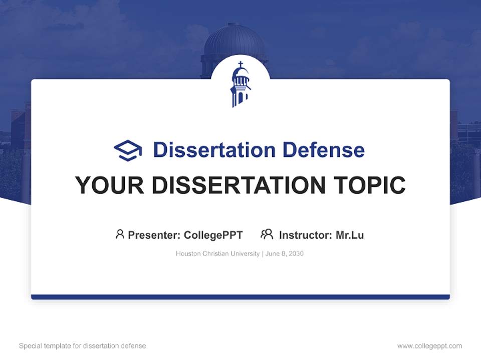 Houston Christian University Graduation Thesis Defense PPT Template4:3 ratio PPT effect preview image7