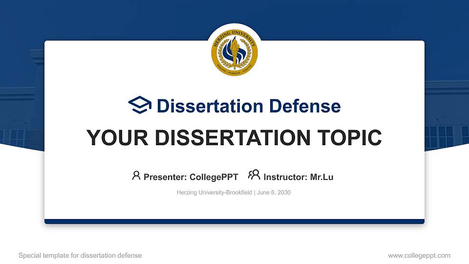Herzing University-Brookfield Graduation Thesis Defense PPT Template16:9 ratio PPT effect preview image