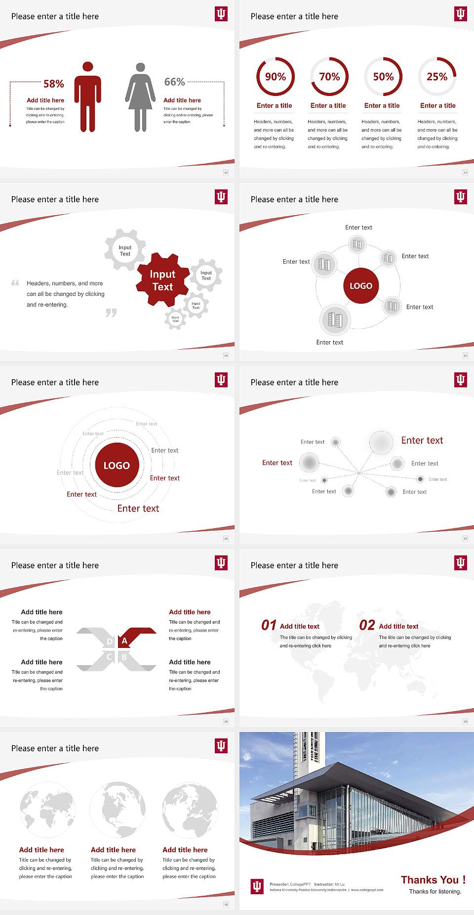 Indiana University-Purdue University-Indianapolis Course/Courseware Creation PPT Template4:3 ratio PPT effect preview image4