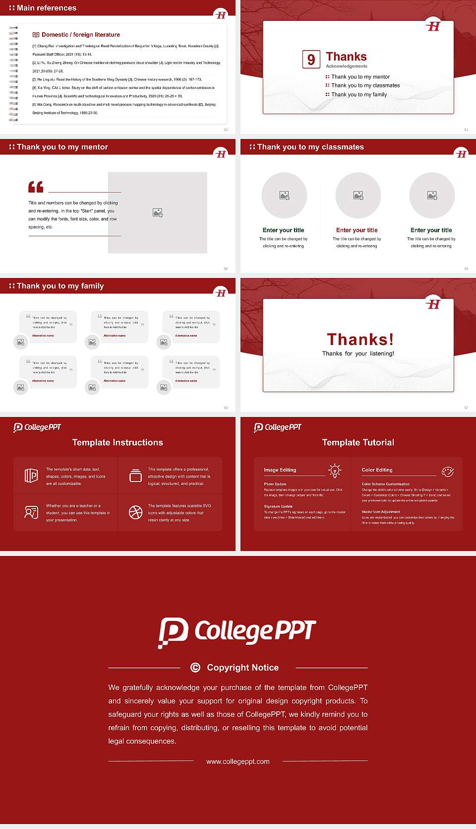 Huntingdon College Graduation Thesis Defense PPT Template16:9 ratio PPT effect preview image7