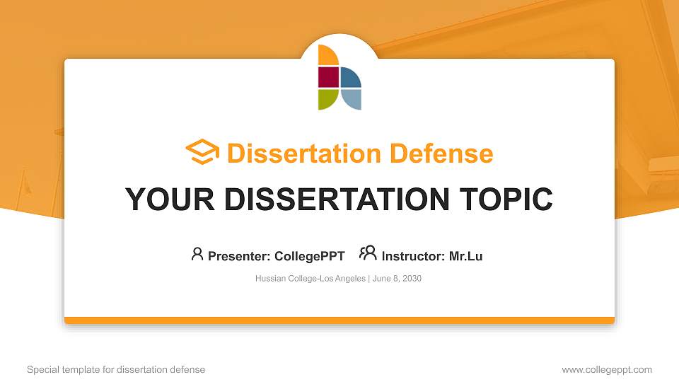 Hussian College-Los Angeles Graduation Thesis Defense PPT Template16:9 ratio PPT effect preview image