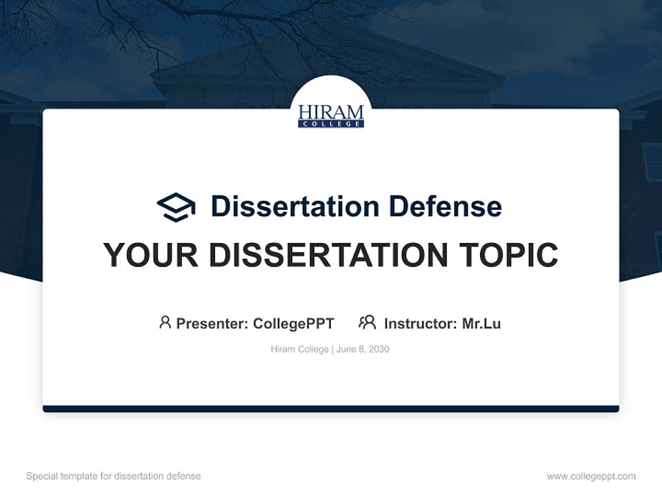Hiram College Graduation Thesis Defense PPT Template4:3 ratio PPT effect preview image7
