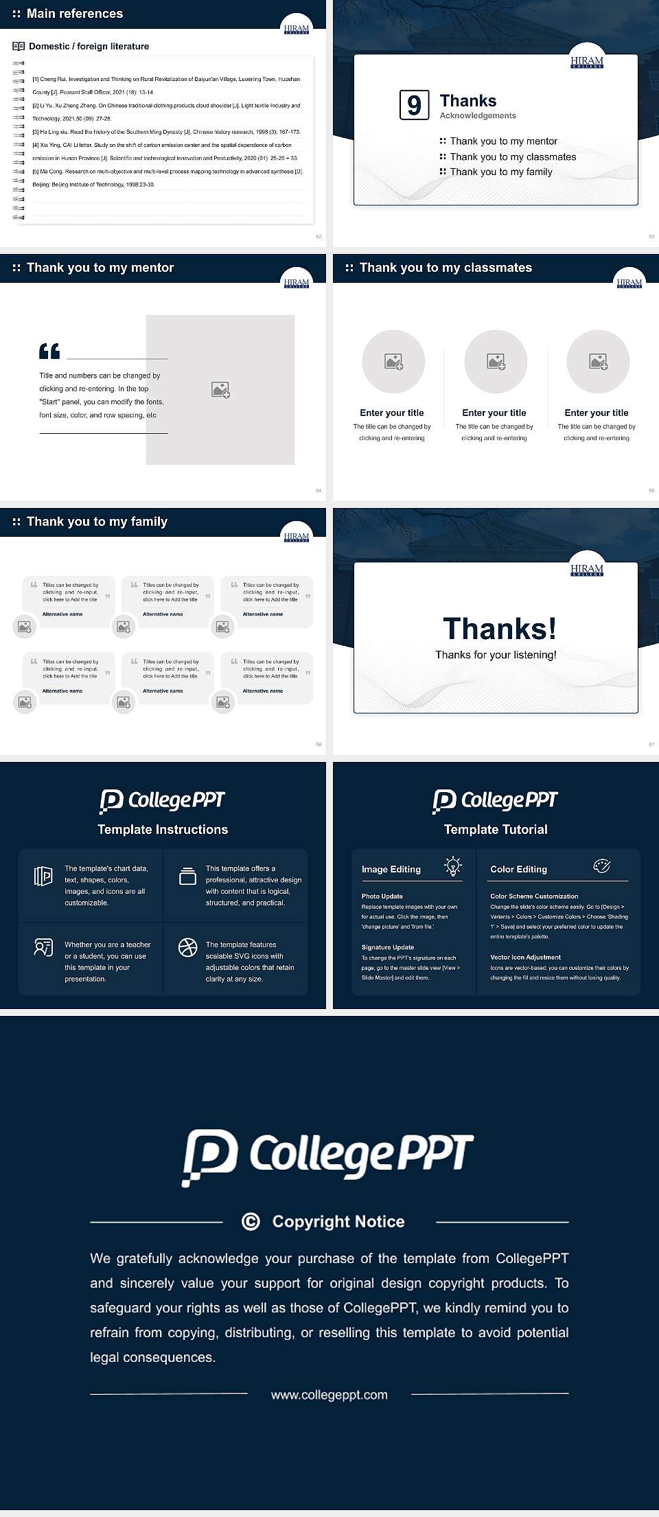 Hiram College Graduation Thesis Defense PPT Template4:3 ratio PPT effect preview image7