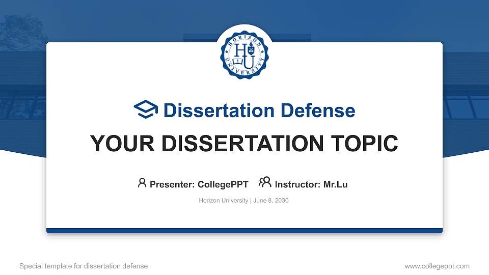 Horizon University Graduation Thesis Defense PPT Template16:9 ratio PPT effect preview image