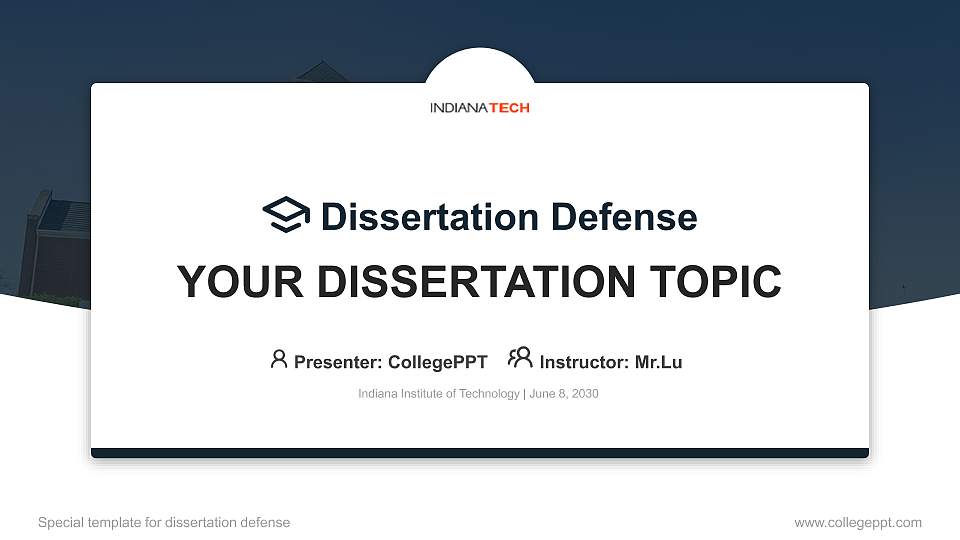 Indiana Institute of Technology Graduation Thesis Defense PPT Template16:9 ratio PPT effect preview image