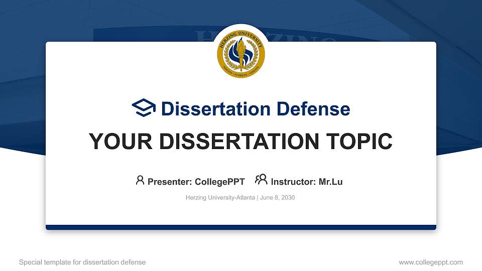 Herzing University-Atlanta Graduation Thesis Defense PPT Template16:9 ratio PPT effect preview image