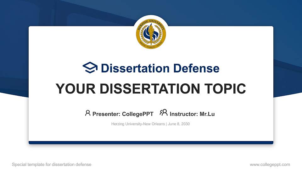 Herzing University-New Orleans Graduation Thesis Defense PPT Template16:9 ratio PPT effect preview image
