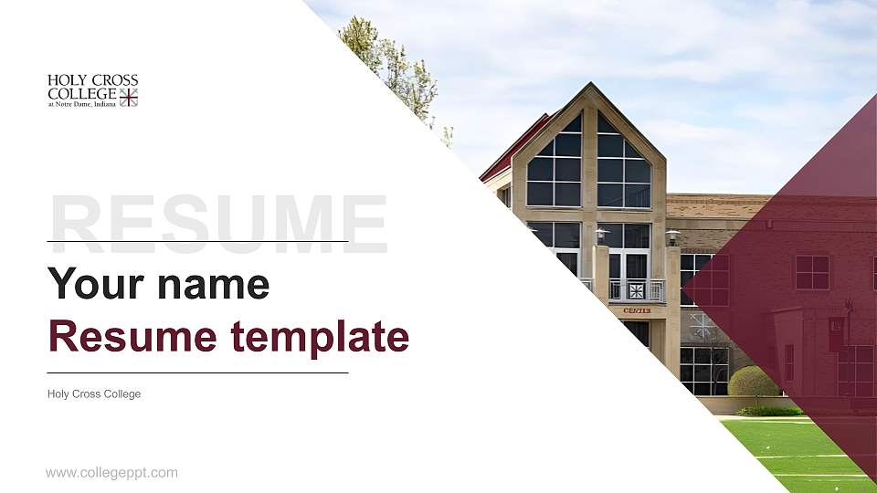 Holy Cross College Resume PPT Template16:9 ratio PPT effect preview image