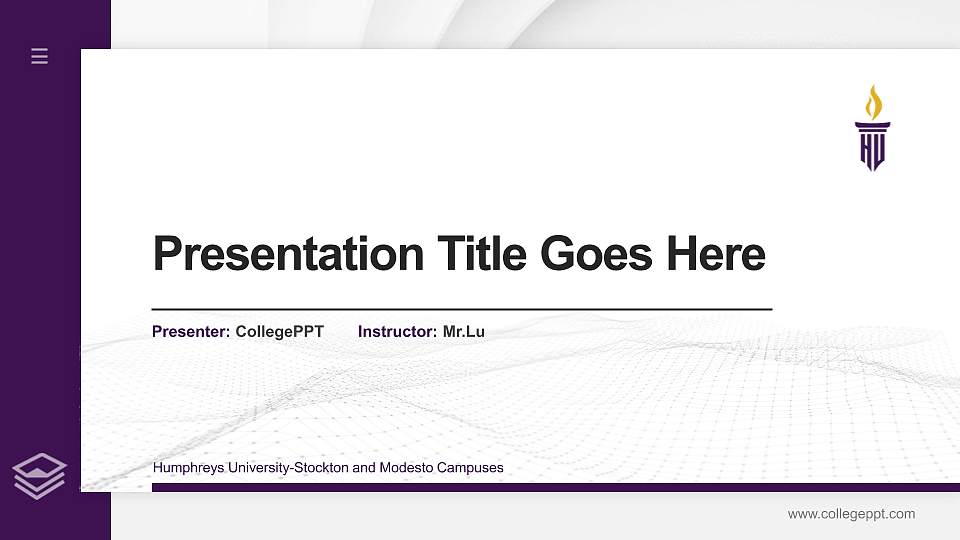 Humphreys University-Stockton and Modesto Campuses Thesis Proposal/Graduation Defense PPT Template16:9 ratio PPT effect preview image