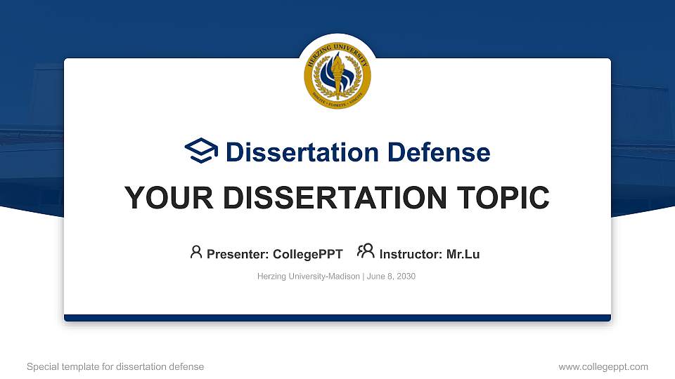 Herzing University-Madison Graduation Thesis Defense PPT Template16:9 ratio PPT effect preview image