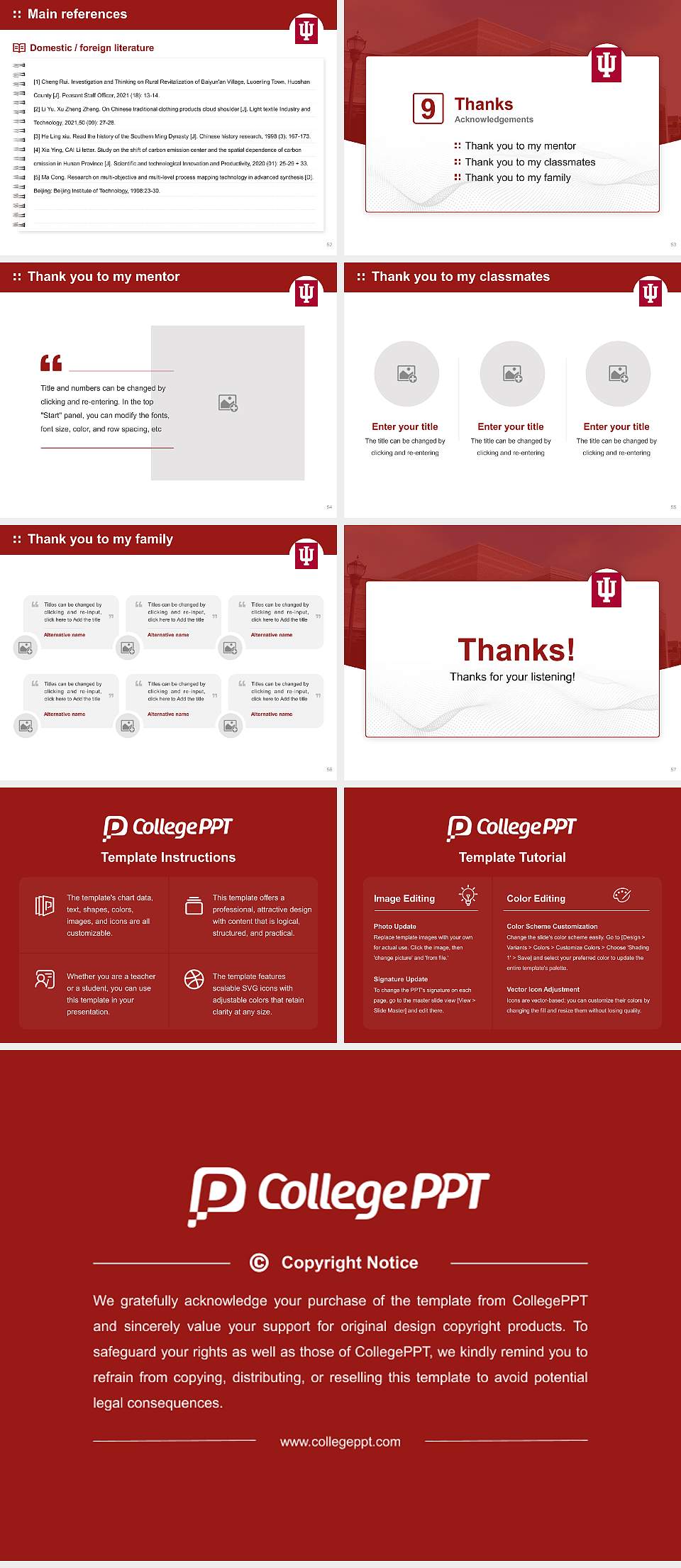 Indiana University-East Graduation Thesis Defense PPT Template4:3 ratio PPT effect preview image7