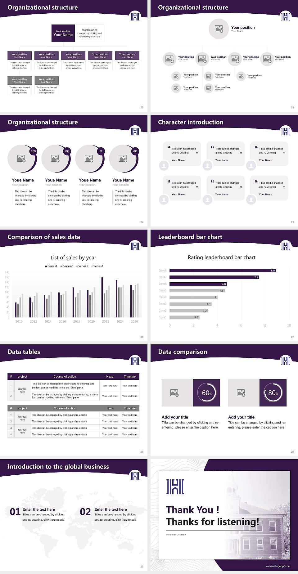 Houghton University Academic Presentation/Research Findings Report PPT Template4:3 ratio PPT effect preview image4