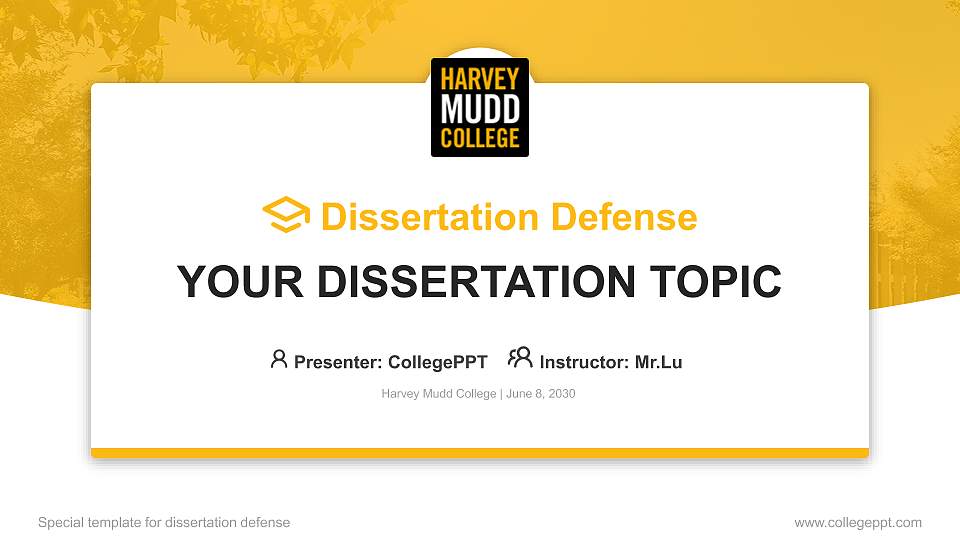 Harvey Mudd College Graduation Thesis Defense PPT Template16:9 ratio PPT effect preview image