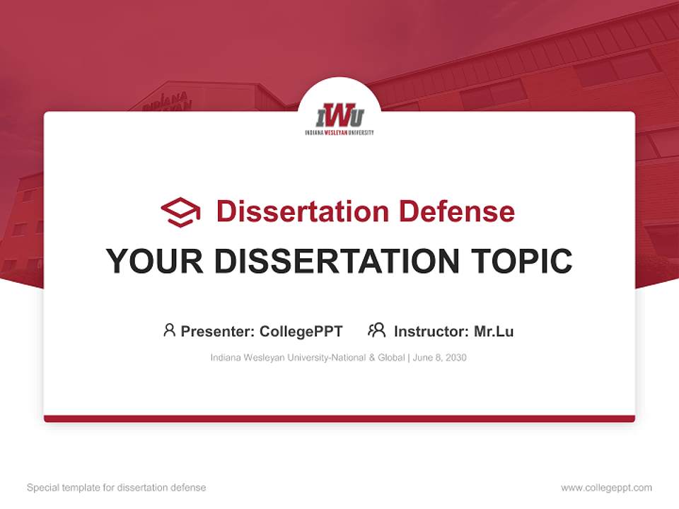Indiana Wesleyan University-National & Global Graduation Thesis Defense PPT Template4:3 ratio PPT effect preview image7