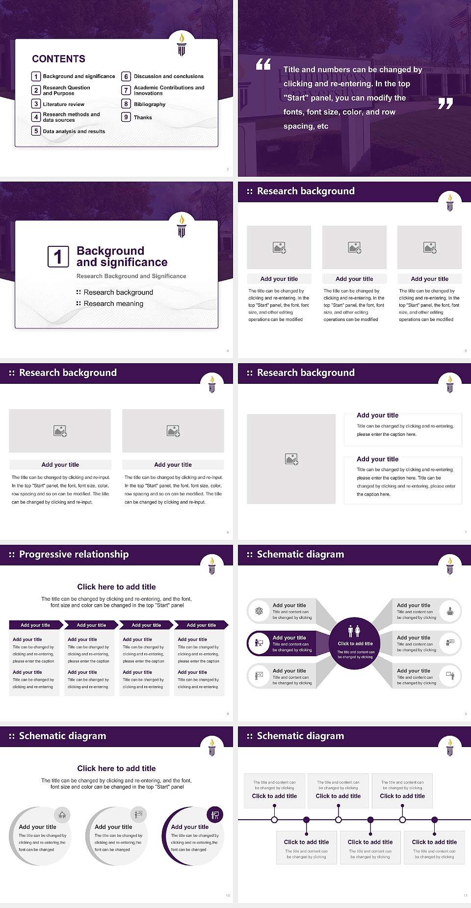 Humphreys University-Stockton and Modesto Campuses Graduation Thesis Defense PPT Template4:3 ratio PPT effect preview image2