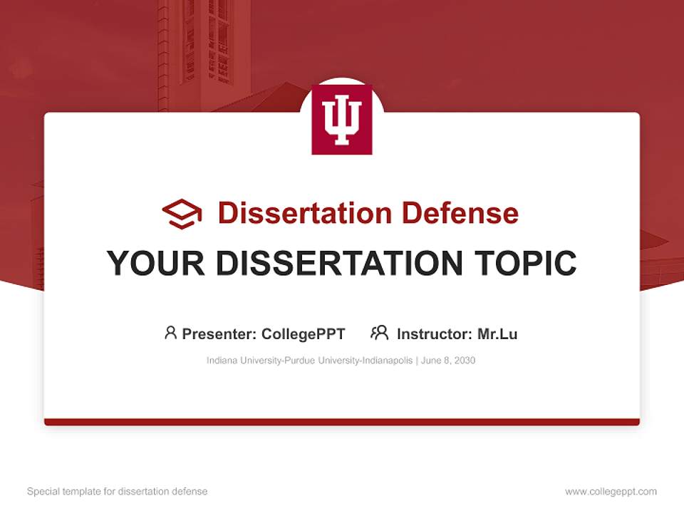 Indiana University-Purdue University-Indianapolis Graduation Thesis Defense PPT Template4:3 ratio PPT effect preview image7