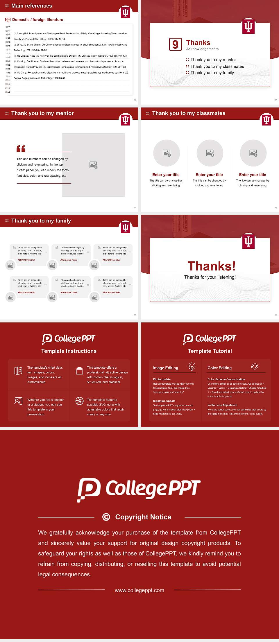 Indiana University-Purdue University-Indianapolis Graduation Thesis Defense PPT Template4:3 ratio PPT effect preview image7