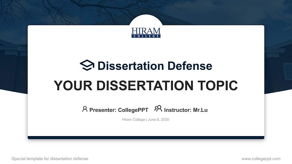 Hiram College Graduation Thesis Defense PPT Template16:9 ratio PPT effect preview image