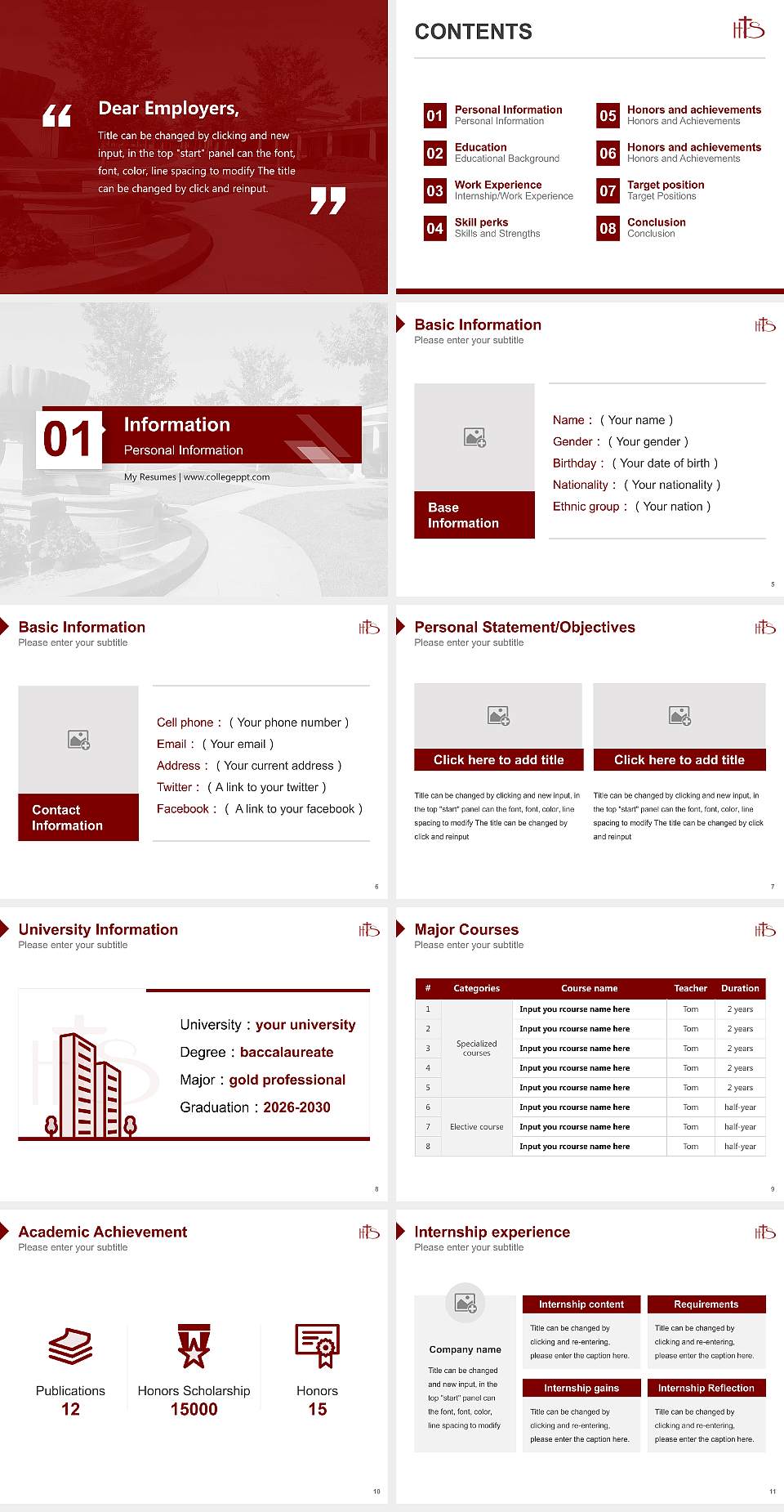 Hood Theological Seminary Resume PPT Template4:3 ratio PPT effect preview image2