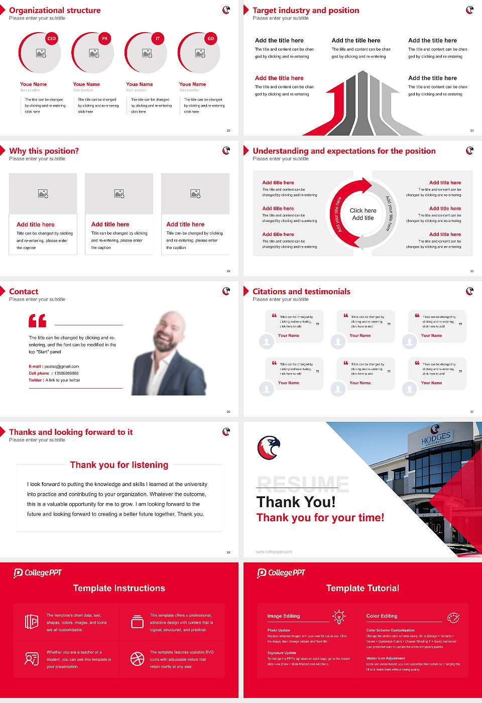 Hodges University Resume PPT Template16:9 ratio PPT effect preview image4