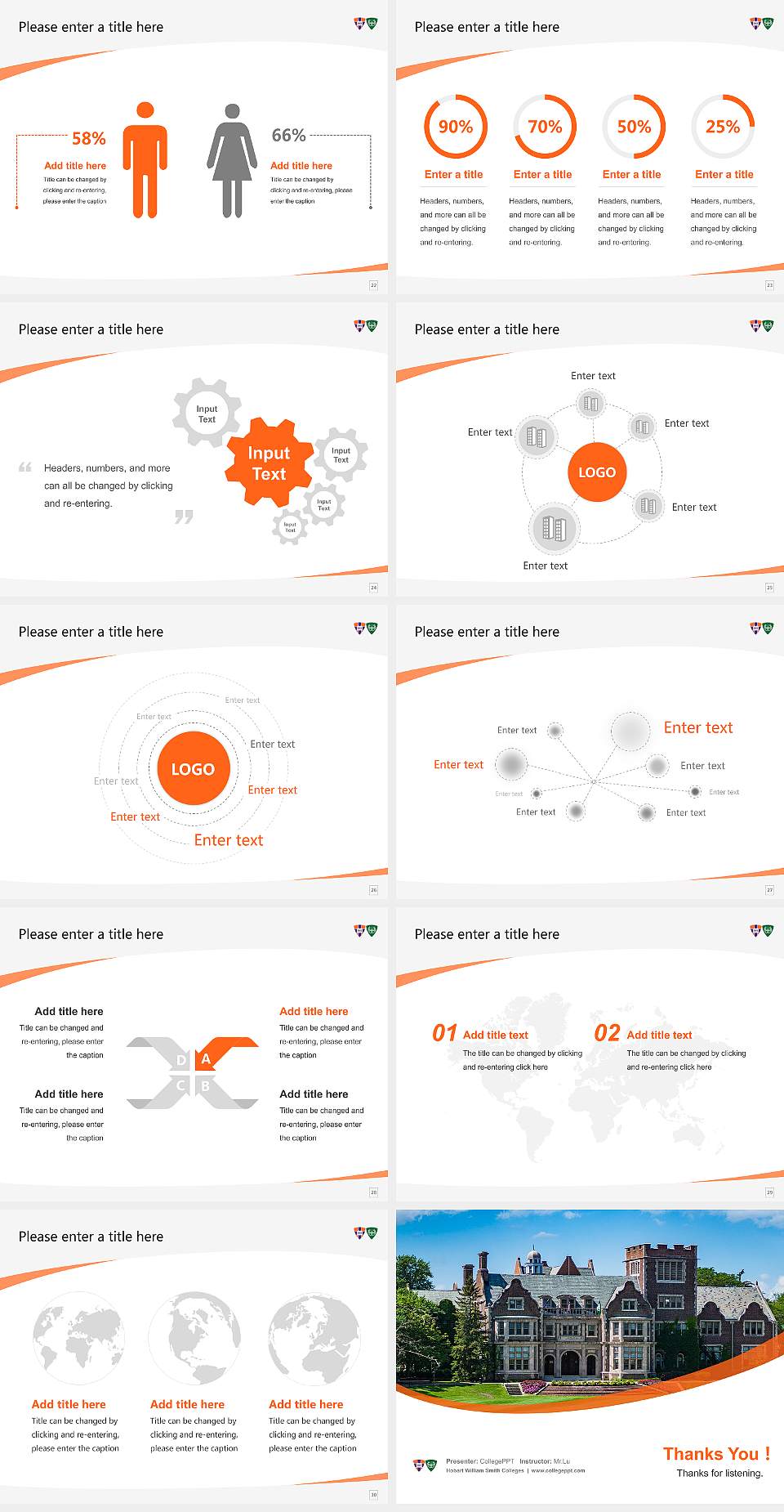 Hobart William Smith Colleges Course/Courseware Creation PPT Template4:3 ratio PPT effect preview image4