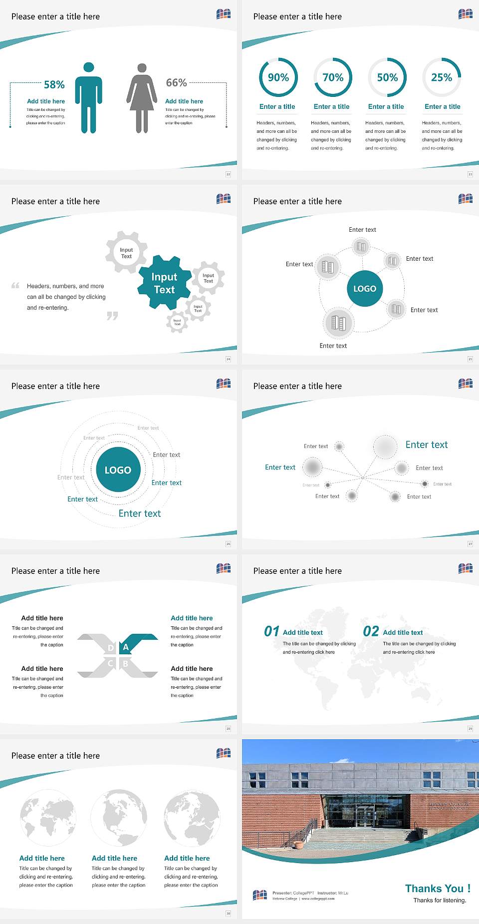 Hebrew College Course/Courseware Creation PPT Template4:3 ratio PPT effect preview image4