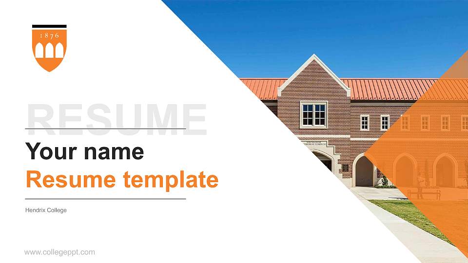 Hendrix College Resume PPT Template16:9 ratio PPT effect preview image