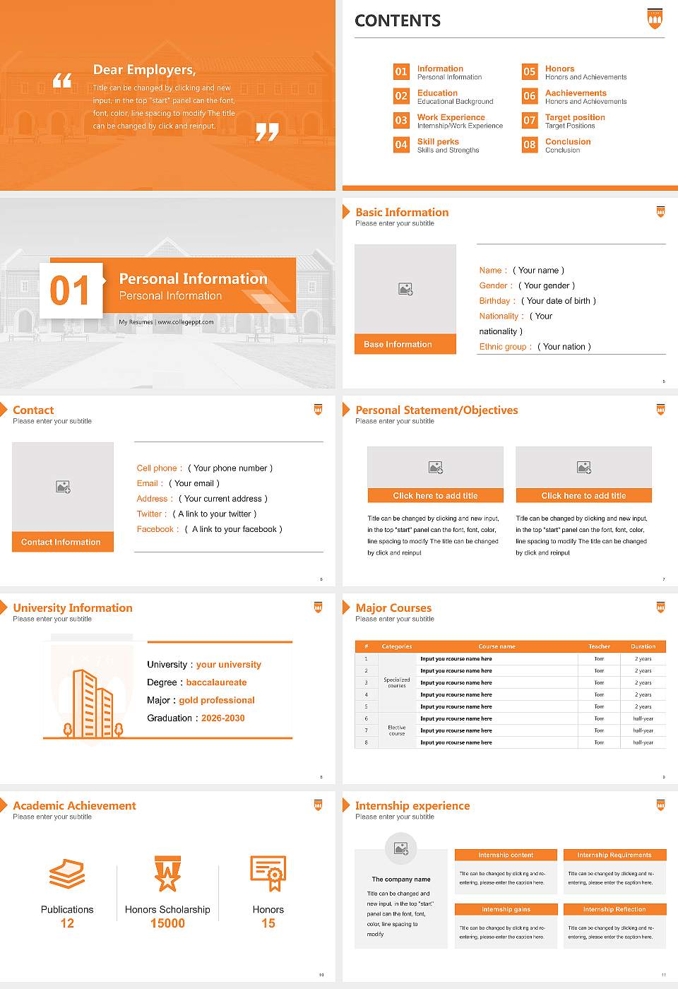 Hendrix College Resume PPT Template16:9 ratio PPT effect preview image2