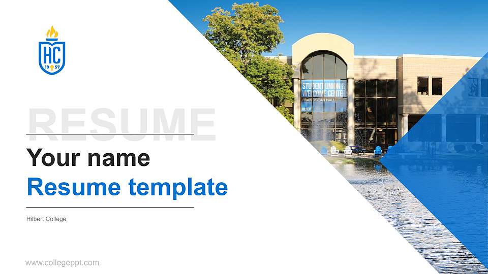 Hilbert College Resume PPT Template16:9 ratio PPT effect preview image