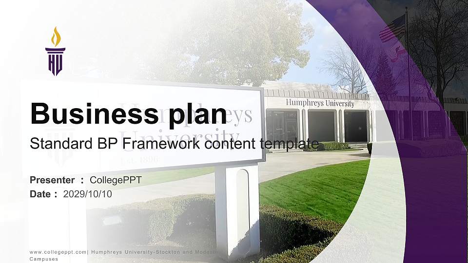 Humphreys University-Stockton and Modesto Campuses Competition/Entrepreneurship Contest PPT Template16:9 ratio PPT effect preview image
