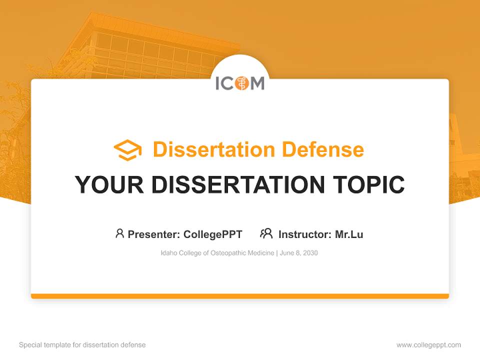Idaho College of Osteopathic Medicine Graduation Thesis Defense PPT Template4:3 ratio PPT effect preview image7