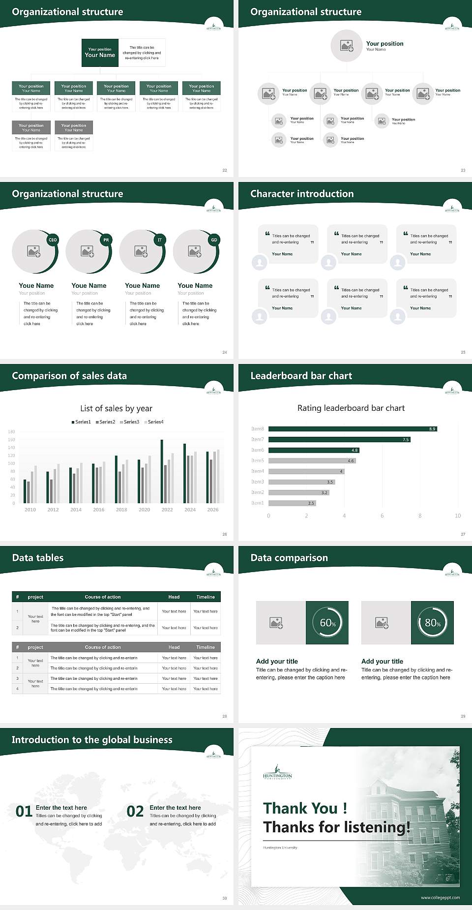Huntington University Academic Presentation/Research Findings Report PPT Template4:3 ratio PPT effect preview image4